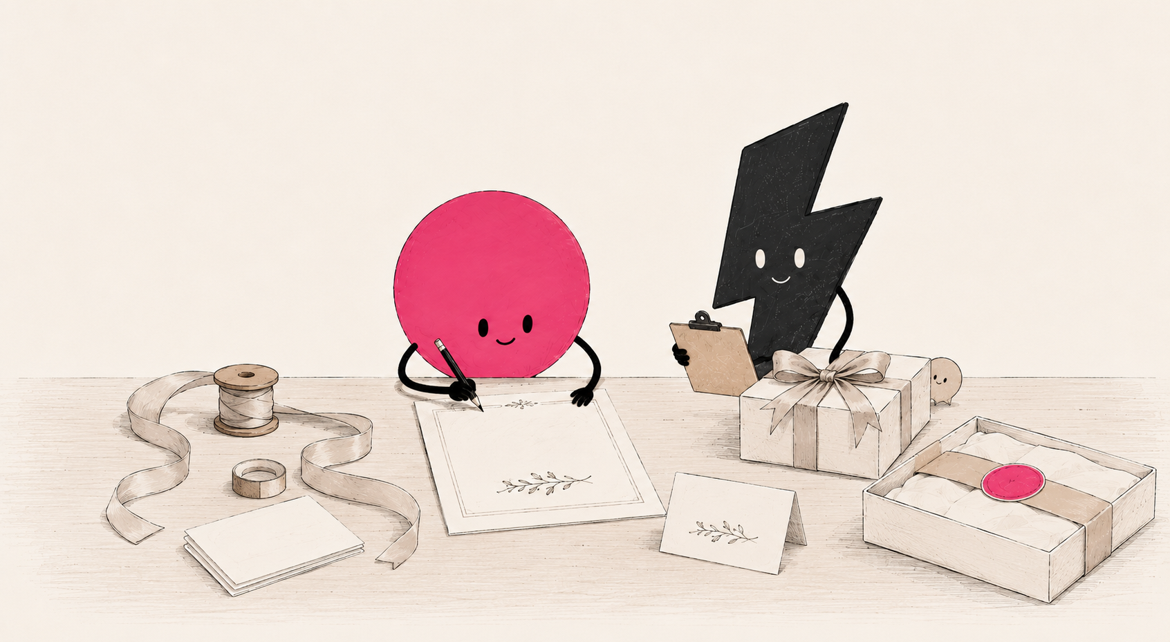 Idea and Bolt working together on wedding invitations, gifts and packaging